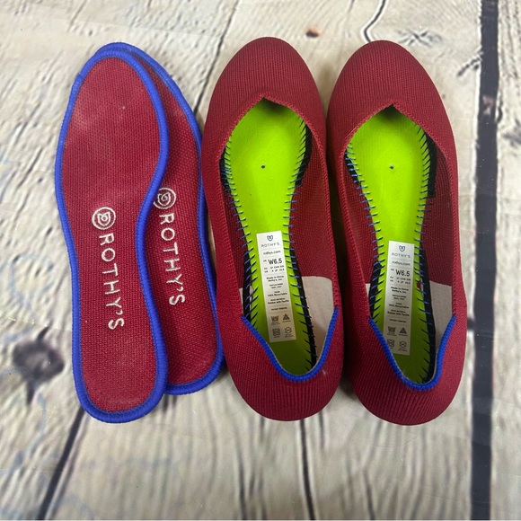 Rothy’s scooter red flats round toe authentic great condition shoe - Picture 5 of 8